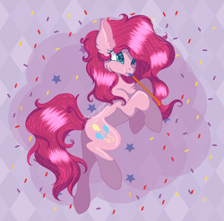 Size: 2366x2337 | Tagged: safe, artist:brybrychan, artist:bryonythewolf, derpibooru import, pinkie pie, earth pony, pony, g4, female, food, high res, mare, party horn, solo, sprinkles