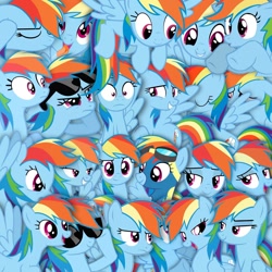 Size: 1440x1440 | Tagged: safe, artist:disxordance, derpibooru import, rainbow dash, pegasus, pony, g4, dashstorm, female, mare, multeity