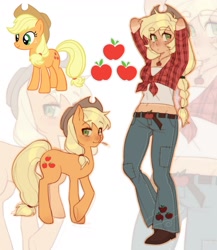 Size: 1440x1656 | Tagged: safe, artist:stolidabzz, derpibooru import, applejack, earth pony, human, pony, g4, humanized