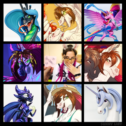 Size: 1400x1400 | Tagged: safe, artist:sunny way, derpibooru import, oc, oc:sunny way, alicorn, anthro, changeling, dragon, lamia, original species, pegasus, snake, unicorn, art, art vs artist, art vs artist 2024, artwork, commission, craft, digital art, fangs, female, figurine, finished commission, gas mask, handmade, happy, horn, male, mare, mask, open mouth, photo, sculpture, smiling, stallion, statue, temerity