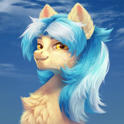 Size: 3000x3000 | Tagged: safe, artist:unt3n, derpibooru import, oc, oc only, oc:lumin, bust, chest fluff, detailed, portrait, solo