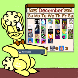 Size: 600x600 | Tagged: safe, artist:mod wit, derpibooru import, derpy hooves, oc, oc only, oc:bananas wit, g4, askbananaswit, calendar, day, follower count, followers, milestone, month, one eye closed, tumblr, tumblr blog, wink, year