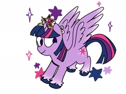 Size: 2048x1536 | Tagged: safe, artist:justinsert_name, derpibooru import, twilight sparkle, twilight sparkle (alicorn), alicorn, pony, g4, crown, female, hooves, jewelry, mare, regalia, simple background, smiling, white background