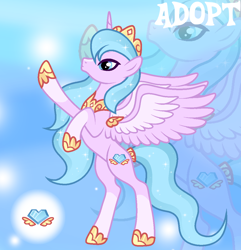 Size: 1076x1117 | Tagged: safe, artist:vi45, derpibooru import, oc, oc only, alicorn, pony, adoptable, armor, base used, blaze (coat marking), blue eyes, blue mane, blue tail, coat markings, colored wings, concave belly, crown, ethereal mane, facial markings, female, female oc, frown, gradient background, gradient mane, gradient tail, hoof shoes, horn, jewelry, lavender coat, mare, mare oc, peytral, princess shoes, profile, purple coat, raised hoof, raised leg, rearing, regalia, slender, socks (coat marking), solo, sparkles, sparkly mane, sparkly tail, spread wings, starry mane, starry tail, tail, thin, tiara, two toned mane, two toned tail, two toned wings, unicorn horn, wavy mane, wavy tail, wing armor, wings, zoom layer