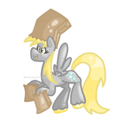 Size: 1280x1280 | Tagged: safe, artist:weevillov3r, derpibooru import, derpy hooves, pegasus, pony, g4, :3, clothes, colored hooves, costume, cute, female, hooves, mare, nightmare night costume, open mouth, open smile, paper bag, paper bag wizard, simple background, smiling, solo, transparent background