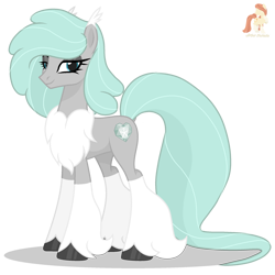 Size: 2154x2154 | Tagged: safe, artist:r4hucksake, derpibooru import, oc, oc only, oc:permafrost, original species, base used, chest fluff, concave belly, ear tufts, eyeshadow, female, fluffy, long tail, looking at you, makeup, mare, simple background, slender, smiling, smiling at you, solo, story included, tail, tall, thin, transparent background, unshorn fetlocks