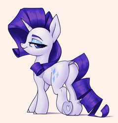 Size: 2200x2300 | Tagged: safe, artist:aquaticvibes, derpibooru import, rarity, pony, unicorn, g4, butt, butt focus, dock, featureless crotch, female, high res, hoof heart, horn, looking at you, looking back, looking back at you, mare, plot, rearity, simple background, smiling, smiling at you, solo, tail, underhoof, white background