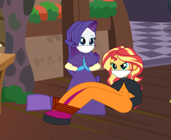 Size: 6933x5669 | Tagged: safe, artist:cartoonmasterv3, derpibooru import, rarity, sunset shimmer, human, equestria girls, g4, advent calendar, bondage, bound and gagged, christmas, christmas 2024, cloth gag, clothes, dress, gag, gown, holiday, humanized, long dress, long skirt, skirt, tied up, victorian, victorian dress, victorian rarity