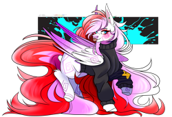 Size: 1750x1200 | Tagged: safe, artist:legendaryshadee, derpibooru import, oc, oc:ayame, pegasus, pony, clothes, female, hoodie, mare, solo, tongue, tongue out