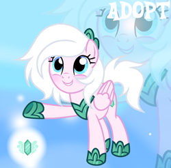 Size: 1216x1196 | Tagged: safe, artist:vi45, derpibooru import, oc, oc only, pegasus, pony, adoptable, base used, blue eyes, blushing, crown, eyelashes, female, female oc, gradient background, hoof shoes, jewelry, light pink coat, looking up, mare, mare oc, pegasus oc, peytral, pink coat, princess shoes, raised hoof, raised leg, regalia, smiling, solo, standing, standing on three hooves, tail, tiara, underhoof, white mane, white tail, zoom layer