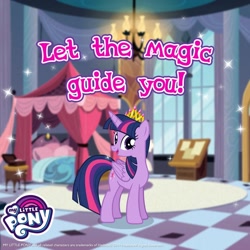 Size: 1080x1080 | Tagged: safe, derpibooru import, twilight sparkle, twilight sparkle (alicorn), alicorn, g4, gameloft, my little pony logo, solo