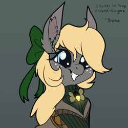 Size: 3000x3000 | Tagged: safe, artist:brainiac, derpibooru import, oc, oc:gray star, earth pony, bust, christmas, female, holiday, mare, solo, text