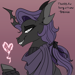 Size: 3000x3000 | Tagged: safe, artist:brainiac, derpibooru import, oc, oc:facsimile, changeling, bust, christmas, holiday, male, purple changeling, solo, text