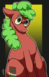 Size: 731x1159 | Tagged: safe, artist:lawkbutt, derpibooru import, oc, oc only, earth pony, pony, chocolate, food, solo