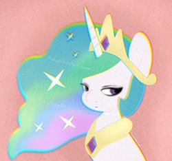 Size: 1170x1095 | Tagged: safe, artist:amynewblue, derpibooru import, princess celestia, alicorn, g4, butt, crown, jewelry, pink background, praise the sun, regalia, simple background, solo, sunbutt, watermark