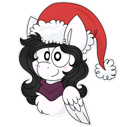 Size: 3000x3000 | Tagged: safe, artist:nordicgoat, derpibooru import, oc, oc only, oc:dream weaver, blushing, bust, christmas, clothes, hat, holiday, long hair, male, portrait, santa hat, scarf, simple background, smiling, stallion, transparent background