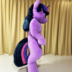 Size: 2000x2000 | Tagged: safe, artist:letongok, derpibooru import, twilight sparkle, unicorn twilight, unicorn, curtains, fursuit, inflatable suit, irl, photo, ponysuit, side view, solo