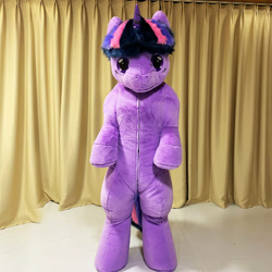 Size: 2000x2000 | Tagged: safe, artist:letongok, derpibooru import, twilight sparkle, unicorn twilight, unicorn, curtains, front view, fursuit, inflatable suit, irl, photo, ponysuit, solo