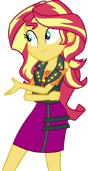 Size: 1033x2000 | Tagged: safe, derpibooru import, edit, edited screencap, editor:cutler1228, screencap, sunset shimmer, human, equestria girls, g4, blouse, cute, female, leather vest, not a vector, shimmerbetes, simple background, skirt, solo, sunsass shimmer, transparent background