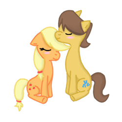 Size: 468x466 | Tagged: safe, artist:firenekos78, derpibooru import, applejack, caramel, earth pony, pony, carajack, female, male, mare, shipping, simple background, stallion, straight, transparent background