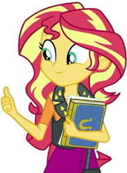 Size: 1395x1907 | Tagged: safe, derpibooru import, edit, edited screencap, editor:cutler1228, screencap, sunset shimmer, human, equestria girls, g4, blouse, cute, female, leather vest, not a vector, shimmerbetes, simple background, skirt, sunsass shimmer, transparent background, yearbook