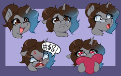 Size: 3632x2288 | Tagged: safe, artist:witchtaunter, derpibooru import, oc, pony, angry, bust, commission, crying, happy, heart, passepartout, pog, portrait, swearing, vulgar