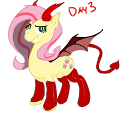 Size: 828x762 | Tagged: safe, artist:anonymous, derpibooru import, fluttershy, bat pony, succubus, g4, bat ponified, bat wings, clothes, contact lens, costume, drawthread, fake horns, female, flutterbat, grin, mare, nightmare night costume, race swap, red clothes, simple background, smiling, socks, solo, standing, succubus costume, thigh highs, transparent background, wings