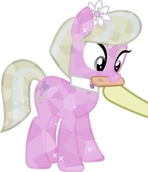 Size: 3217x3759 | Tagged: safe, artist:firlin123, derpibooru import, crystal pony, pony, g4, games ponies play, .svg available, background pony, female, flower, flower in hair, lilac luster, mare, mouth hold, my little pony: friendship is magic, simple background, solo, svg, transparent background, vector