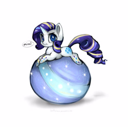 Size: 3000x3000 | Tagged: safe, artist:katemaximova, derpibooru import, rarity, pony, unicorn, g4, season 4, :t, ball, cute, female, glare, horn, looking at you, lying down, mare, mine!, my little pony: friendship is magic, pouting, prone, rainbow power, solo, wingding eyes