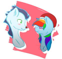 Size: 750x708 | Tagged: safe, artist:galaxydashartz, derpibooru import, rainbow dash, soarin', pegasus, pony, g4, christmas, female, hat, holiday, male, mare, santa hat, shipping, soarindash, stallion, straight