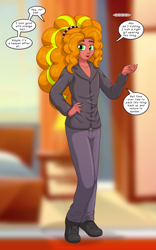 Size: 1250x2000 | Tagged: safe, artist:runningtoaster, derpibooru import, adagio dazzle, oc, oc only, human, equestria girls, g4, character to character, male, male to female, rule 63, solo, speech bubble, transformation, transformation sequence, transgender transformation, wig