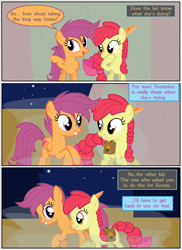 Size: 2700x3713 | Tagged: safe, artist:gm-scoots, derpibooru import, apple bloom, scootaloo, comic:bleeding hearts, female, lesbian, ship:scootabloom, shipping