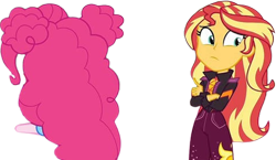 Size: 4331x2520 | Tagged: safe, derpibooru import, edit, edited screencap, editor:mrtoonlover83, screencap, pinkie pie, sunset shimmer, human, equestria girls, g4, duo, duo female, female, not a vector