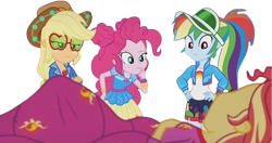 Size: 4478x2366 | Tagged: safe, derpibooru import, edit, edited screencap, editor:mrtoonlover83, screencap, applejack, pinkie pie, rainbow dash, sunset shimmer, human, equestria girls, g4, background removed, not a vector