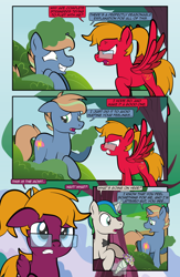 Size: 1920x2948 | Tagged: safe, artist:alexdti, derpibooru import, oc, oc:brainstorm (alexdti), oc:purple creativity, oc:star logic, pegasus, pony, unicorn, comic:quest for friendship retold, angry, female, glasses, horn, male, mare, rage, red face