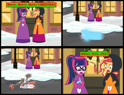 Size: 11000x8454 | Tagged: safe, artist:cartoonmasterv3, derpibooru import, sci-twi, sunset shimmer, twilight sparkle, human, equestria girls, g4, advent calendar, caroling, christmas, christmas 2024, clothes, comic, crossover, dress, gown, holiday, long dress, long skirt, outdoors, shadow the hedgehog, skirt, sonic the hedgehog, sonic the hedgehog (series), victorian, victorian dress