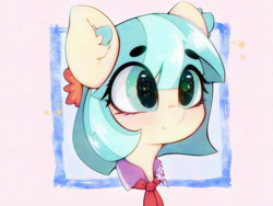 Size: 4000x3000 | Tagged: safe, artist:zokkili, derpibooru import, coco pommel, earth pony, pony, g4, bust, ear fluff, ears, eye clipping through hair, eyebrows, eyebrows visible through hair, female, mare, portrait, smiling, solo