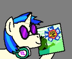 Size: 1760x1440 | Tagged: safe, artist:44nifty, derpibooru import, dj pon-3, vinyl scratch, pony, unicorn, g4, album cover, blue mane, flood, headphones, horn, record, solo, they might be giants, white coat