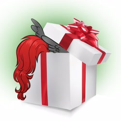 Size: 3501x3489 | Tagged: safe, artist:opalacorn, derpibooru import, oc, oc only, oc:void, pegasus, pony, christmas, female, gradient background, holiday, mare, present, solo