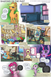 Size: 1280x1938 | Tagged: safe, artist:thebadfaerie, derpibooru import, applejack, pinkie pie, spike, twilight sparkle, changeling, dragon, earth pony, comic:shadows of the past, g4, comic, crying, female, male, mare, stallion