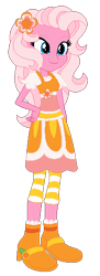 Size: 205x565 | Tagged: safe, artist:selenaede, artist:user15432, derpibooru import, pinkie pie (g3), human, equestria girls, g3, g3.5, g4, base used, boots, clothes, crossover, dress, equestria girls style, equestria girls-ified, flower, flower in hair, g3 to equestria girls, g3 to g4, g3.5 to g4, generation leap, hairpin, hand on hip, janyse jaud, orange blossom (strawberry shortcake), orange dress, shoes, simple background, smiling, socks, solo, strawberry shortcake, strawberry shortcake's berry bitty adventures, thigh highs, transparent background, voice actor joke