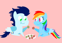 Size: 3553x2499 | Tagged: safe, anonymous artist, derpibooru exclusive, derpibooru import, rainbow dash, soarin', pegasus, pony, series:soarindash hearth's warming, series:soarindash romantic tales, g4, christmas, cooking, cute, dashabetes, eating, female, food, hearth's warming, heartwarming, holiday, male, mare, pointy ponies, primal, rainbow dash is best pony, romantic, shipping, soarinbetes, soarindash, stallion, straight, sweet dreams fuel, yummy