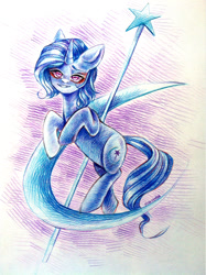 Size: 953x1276 | Tagged: safe, artist:maritimelightningp, derpibooru import, trixie, pony, g4, leonine tail, solo, tail