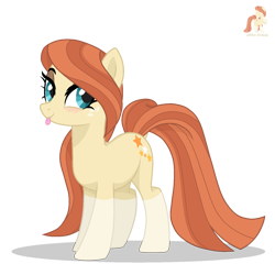 Size: 1479x1479 | Tagged: safe, artist:r4hucksake, derpibooru import, oc, oc:frazzle, earth pony, pony, blushing, coat markings, cute, eyeshadow, female, freckles, makeup, mare, ocbetes, simple background, socks (coat marking), solo, tongue, tongue out, transparent background