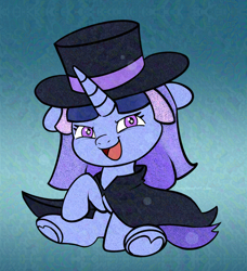 Size: 2482x2722 | Tagged: safe, artist:amynewblue, derpibooru import, oc, oc:flawless sparklemoon, unicorn, cape, clothes, flawless, fusion, fusion:trixie, fusion:twilight sparkle, fusion:twixie, glaze, glazed, gradient background, hat, hoof heart, horn, my little pony the movie: the death of twilight sparkle, pink eyes, top hat, underhoof, watermark