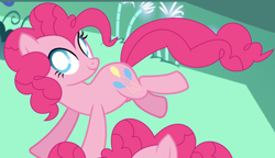 Size: 3060x1764 | Tagged: safe, artist:pinkiepartypiepiety, artist:tominokurra, derpibooru import, pinkie pie, earth pony, pony, g4, base used, clone, female, head turn, inconsistent line weight, looking at you, mare, mirror pool, no catchlights, solo, white pupils