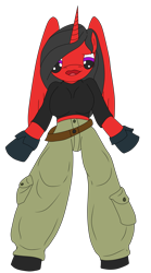 Size: 1705x3075 | Tagged: safe, artist:timejumper, derpibooru import, oc, oc only, oc:akana, alicorn, anthro, belt, clothes, cosplay, costume, gloves, kim possible, pants, shoes, solo, tube top