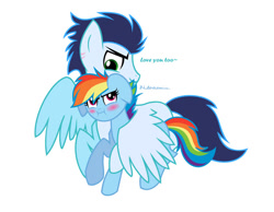 Size: 749x580 | Tagged: safe, artist:soarindash10, derpibooru import, rainbow dash, soarin', pegasus, pony, g4, female, male, mare, shipping, soarindash, stallion, straight