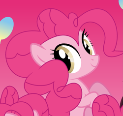 Size: 1297x1223 | Tagged: safe, artist:pinkiepartypiepiety, derpibooru import, pinkie pie, earth pony, pony, g4, alternate eye color, base artist needed, base used, brown eyes, clone, female, gradient background, inconsistent line weight, light brown eyes, mare, pinkie clone, solo