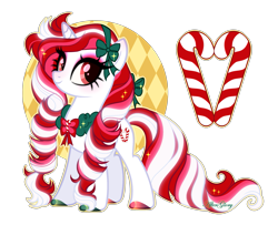 Size: 2595x2109 | Tagged: safe, artist:afterglory, derpibooru import, oc, oc only, pony, unicorn, accessory, adoptable, alternate versions at source, base used, bow, colored hooves, eye clipping through hair, eyelashes, eyeshadow, female, female oc, green bow, hair accessory, hair bow, high res, hoof polish, hooves, horn, long mane, long tail, looking back, makeup, mane accessory, mare, mare oc, mismatched hooves, multicolored hooves, outline, pink eyeshadow, red eyes, ringlets, shiny hooves, signature, smiling, solo, sparkles, standing, striped mane, striped tail, tail, thick eyelashes, three quarter view, three toned mane, three toned tail, unicorn horn, unicorn oc, white coat, wreath